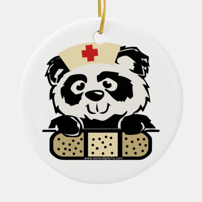 Ornement Rond En Céramique Panda (Devant)