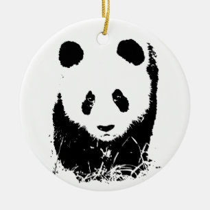 Ornement Rond En Céramique Panda