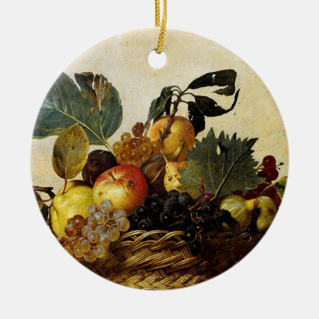 Ornement Rond En Céramique Panier avec le fruit, Caravaggio (Devant)