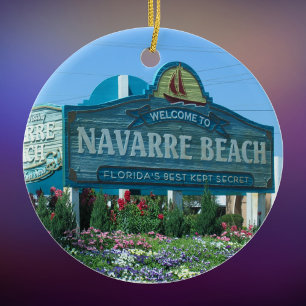 Ornement Rond En Céramique Panneau de bienvenue Navarre Beach Floride