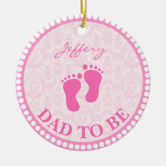 Ornement Rond En Céramique Papa À Être Fille Rose Personnalisé