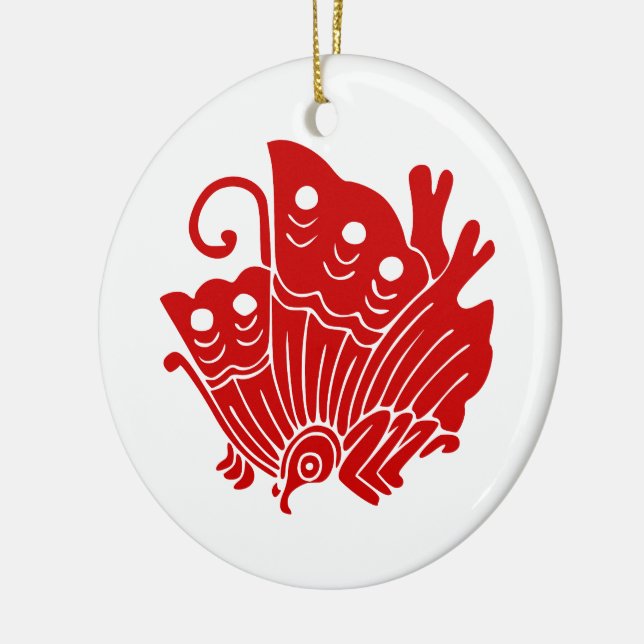 Ornement Rond En Céramique Papillon asiatique Japonais Conception Kamon (Gauche)