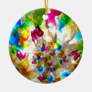 Ornement Rond En Céramique Papillons Abstraits