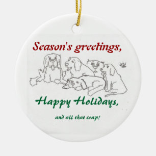 Ornement Rond En Céramique Paquet de chien d'ornement de Noël