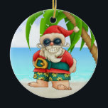 Ornement Rond En Céramique Paradise Beach Père Noël - SRF<br><div class="desc">Amusez-vous bien avec ceux-ci ! Pensez aux thèmes ! Jouez avec des couleurs arrière - plans, ajoutez ou supprimez du texte, et (moyennant un supplément) customisez le dos avec des images, la couleur, votre logo / infos commerciales, etc. ! Rappelez-vous, les ornements ne sont pas seulement pour les arbres de...</div>