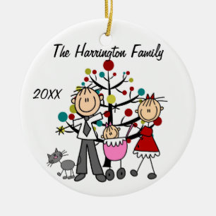 Ornement Rond En Céramique Parents faits sur commande de famille, bébé,