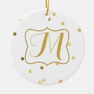 Ornement Rond En Céramique Parties scintillant d'or Confetti Dot Polka Motif 