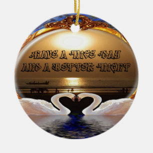 Ornement Rond En Céramique Passez une bonne journée et une bonne nuit.argent