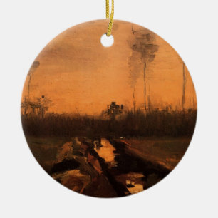 Ornement Rond En Céramique Paysage au crépuscule par Vincent van Gogh