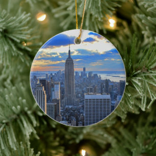 Ornement Rond En Céramique Paysage urbain de NYC en fin d'après-midi à l'appr