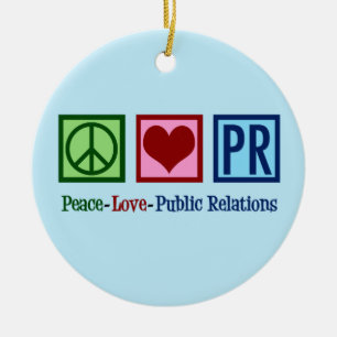 Ornement Rond En Céramique Peace Love Relations publiques