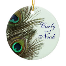 Peacock Feather Personnalisable Mariage Ornament