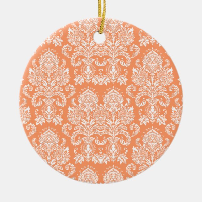 Ornement Rond En Céramique Pêcher Victorian Damask (Devant)