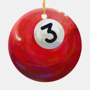 Ornement Rond En Céramique Peint 3 Motif de billard