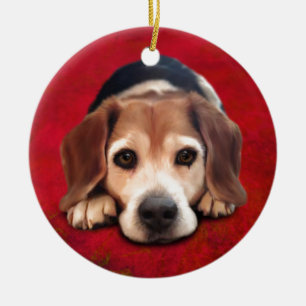 Ornement Rond En Céramique Peinture beagle Art Chien Art