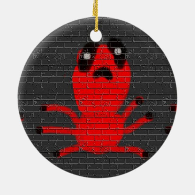 Ornement Rond En Céramique Peinture murale Brown Araignée Rouge, Art par Enfa (Dos)