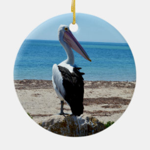 Ornement Rond En Céramique Pelican on Beach Rock
