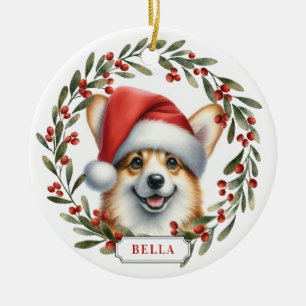 Ornement rond en céramique Pembroke Welsh Corgi