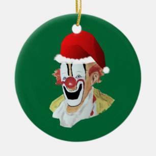 Ornement Rond En Céramique Père Noël Clown Ornament