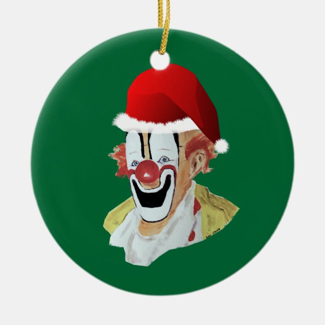 Ornement Rond En Céramique Père Noël Clown Ornament (Devant)