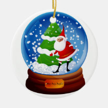 Père Noël et sapin de Noël dans une boule à neige
