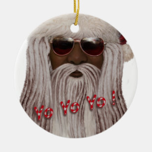 Ornement Rond En Céramique Père Noël (foncé) redoute dedans - le yo-yo de Yo
