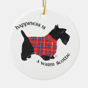 Ornement Rond En Céramique Père Noël Scottie Dog Orament