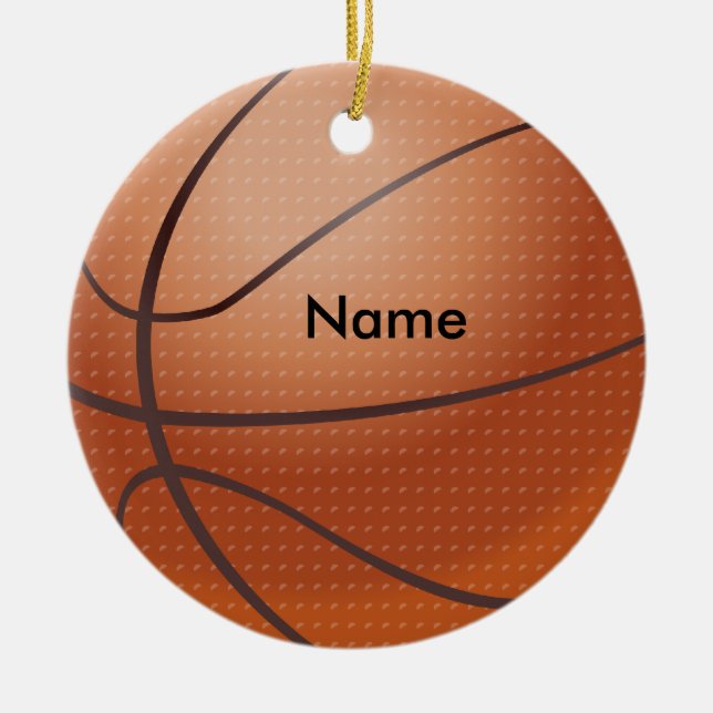 Ornement Rond En Céramique Personalized Name Basketball Christmas Ornament (Devant)