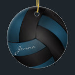 Ornement Rond En Céramique Personnaliser le volley-ball en bleu profond et no<br><div class="desc">Volleyball Sport Joueur ornement de Noël prêt pour vous à personnaliser. Faites un merveilleux cadeau personnalisé pour votre joueur de volley, entraîneur, ventilateur, etc... ⭐ Ce Produit est 100% Personnalisable. *****Cliquez sur le BOUTON PERSONNALISER pour ajouter, supprimer, déplacer, redimensionner, modifier, tourner, etc... n'importe quel graphique ou texte ou utilisez les...</div>