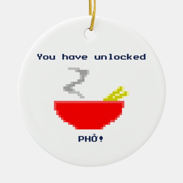 Ornement Rond En Céramique Pho à 8 bits (Devant)