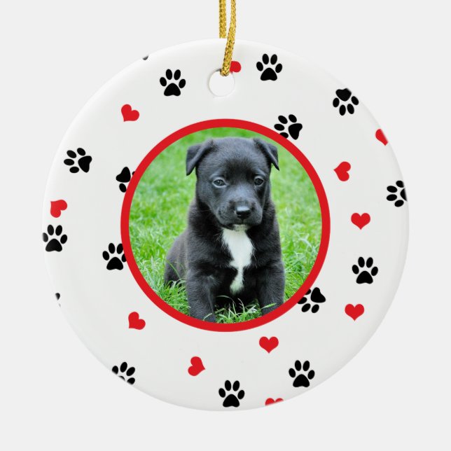 Ornement Rond En Céramique photo d'animal familier avec le motif doux mignon (Devant)