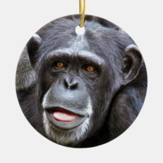 Ornement Rond En Céramique Photo de chimpanzé