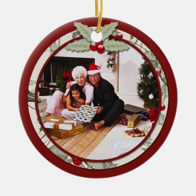 Ornement Rond En Céramique Photo Holly Mistletoe De Notre Maison À La Vôtre | (Devant)