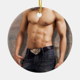 Ornement Rond En Céramique Photographie nue du coffre de l'homme