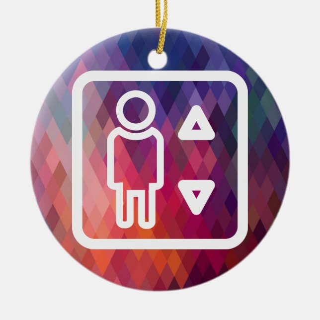 Ornement Rond En Céramique Pictographe de techniciens d'ascenseur (Devant)