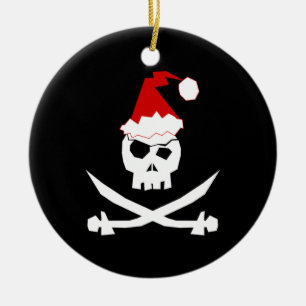 Ornement Rond En Céramique Pirate Père Noël