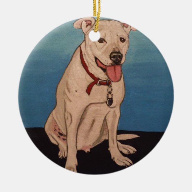 Ornement Rond En Céramique Pitbull (Devant)