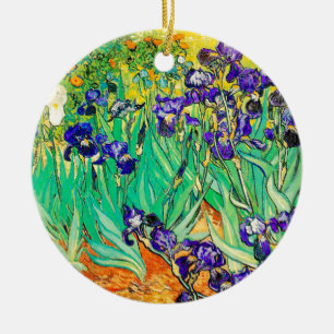 Ornement Rond En Céramique PixDezines van gogh iris/st. remy