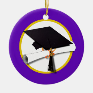 Ornement Rond En Céramique Plafond de diplôme avec diplôme - violet