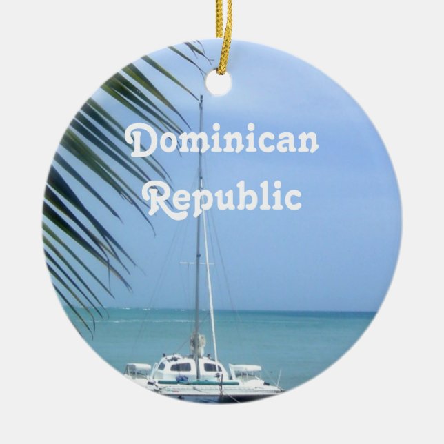 Ornement Rond En Céramique Plage dans le Dominicain (Devant)