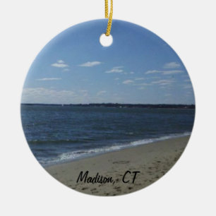 Ornement Rond En Céramique Plage de Madison CT le Connecticut Hammonasset