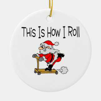 Ornement Rond En Céramique Planche à roulettes Père Noël