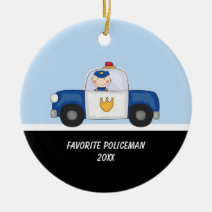 Ornement Rond En Céramique Policier adorable en ornement de voiture de police