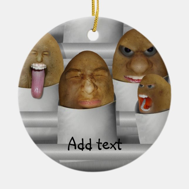 Ornement Rond En Céramique Pommes De Terre En Ligne (Devant)