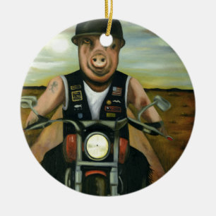 Ornement Rond En Céramique Porc sauvage