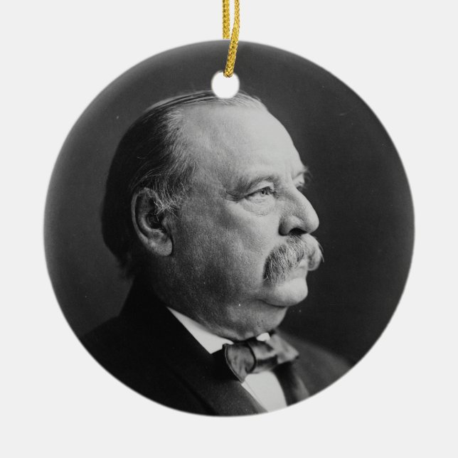 Ornement Rond En Céramique Portrait du Président Stephen Grover Cleveland (Devant)