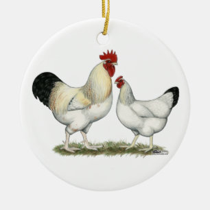 Ornement Rond En Céramique Poulets de la rivière Indian