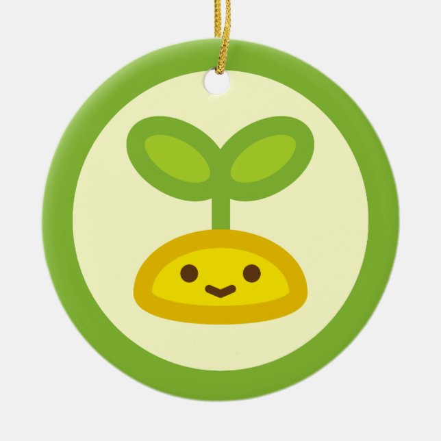 Ornement Rond En Céramique Pousse verte minuscule (Devant)