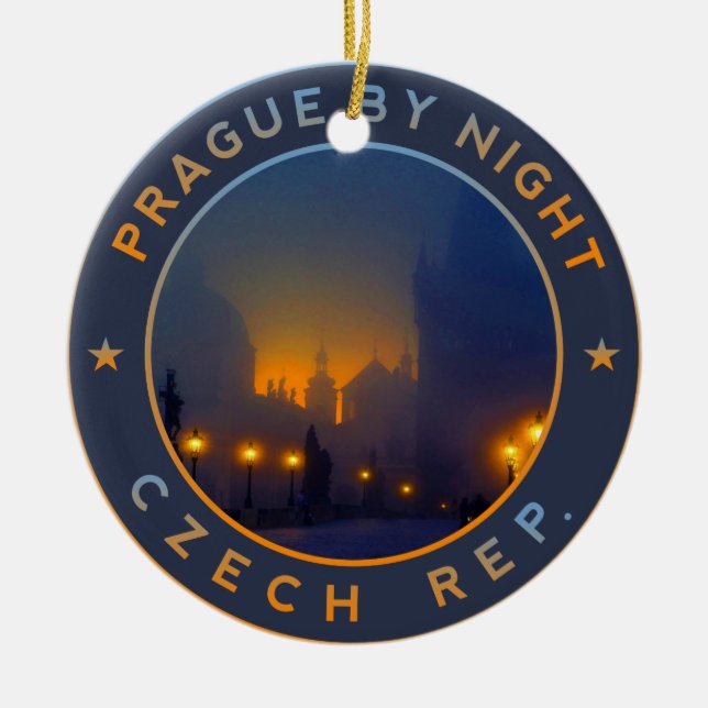 Ornement Rond En Céramique Praha par nuit (Devant)