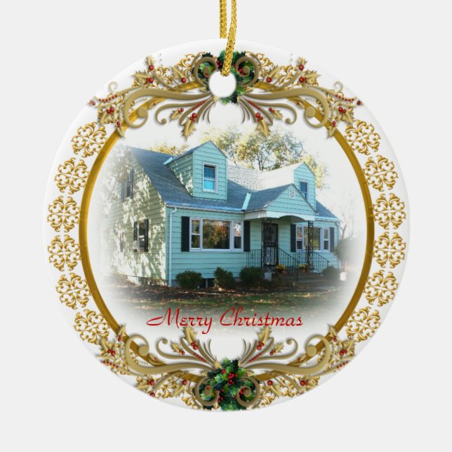 Ornement Rond En Céramique Premier Noël au Nouveau-Accueil (Devant)